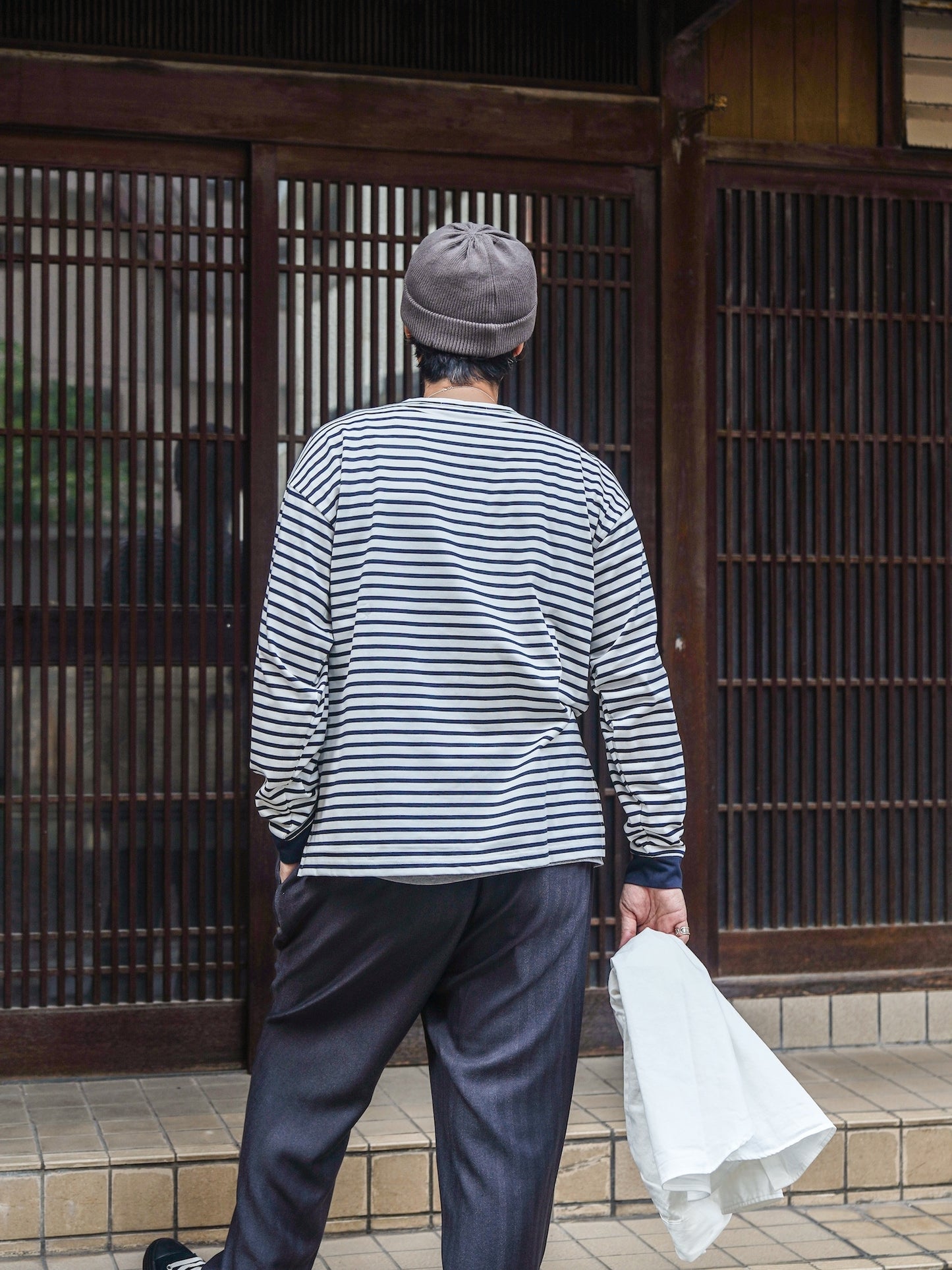 引揃ハイゲージ天竺クルーネックTEE / Off×navy