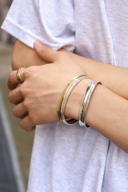 UNEVEN BARS BANGLE(Slim) / Silver × Brass