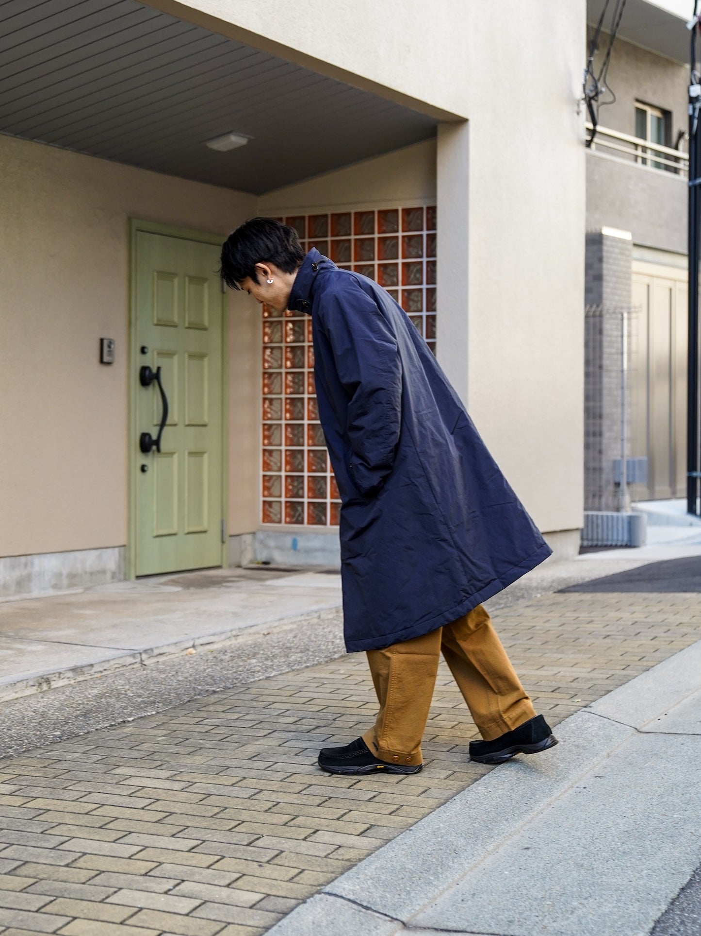 60/40クロス Sorona®Dupont 中綿 ステンカラーコート / UK. Navy