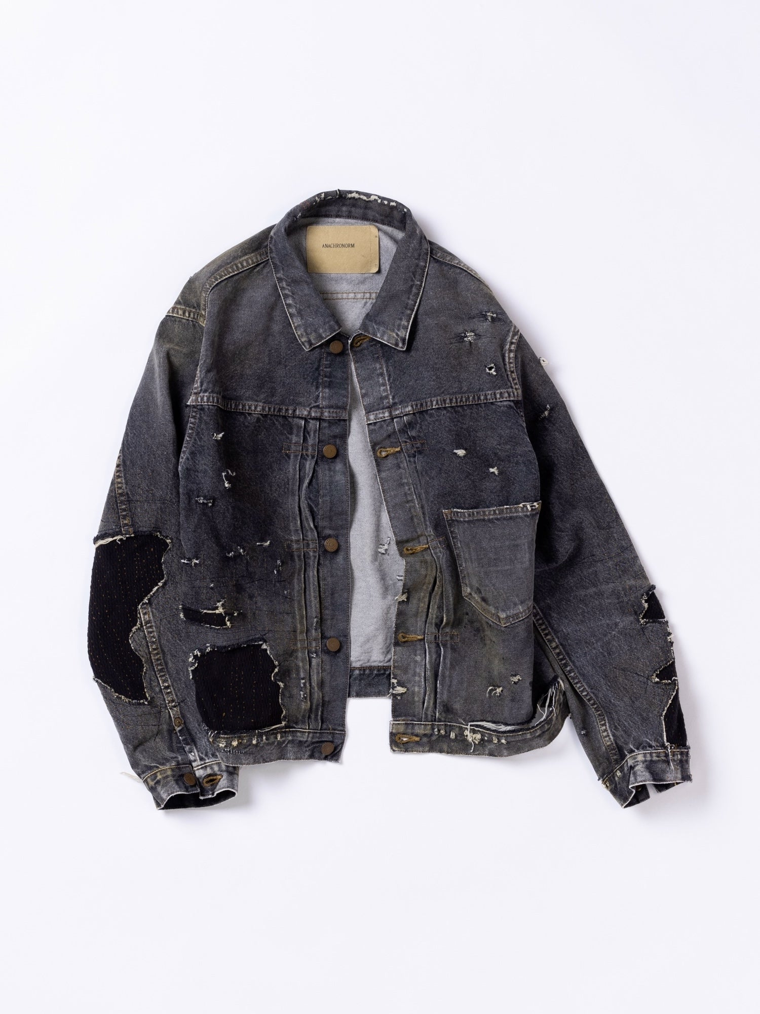 コネクターズのブラックデニムジャケット　L FRONT TUCK REMAKED BLACK DENIM JACKET / Black(remake) – FLATBUSH