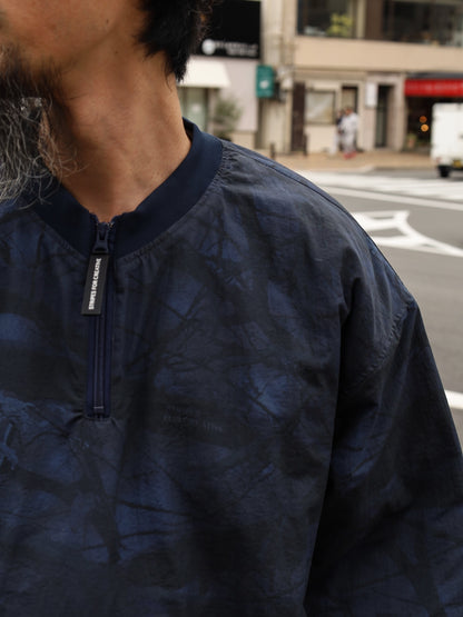 BASEBALL HALF ZIP JACKET / Navy tree camo