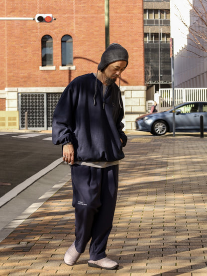 FLEECE WIDE TAPERED EASY PANTS / Navy