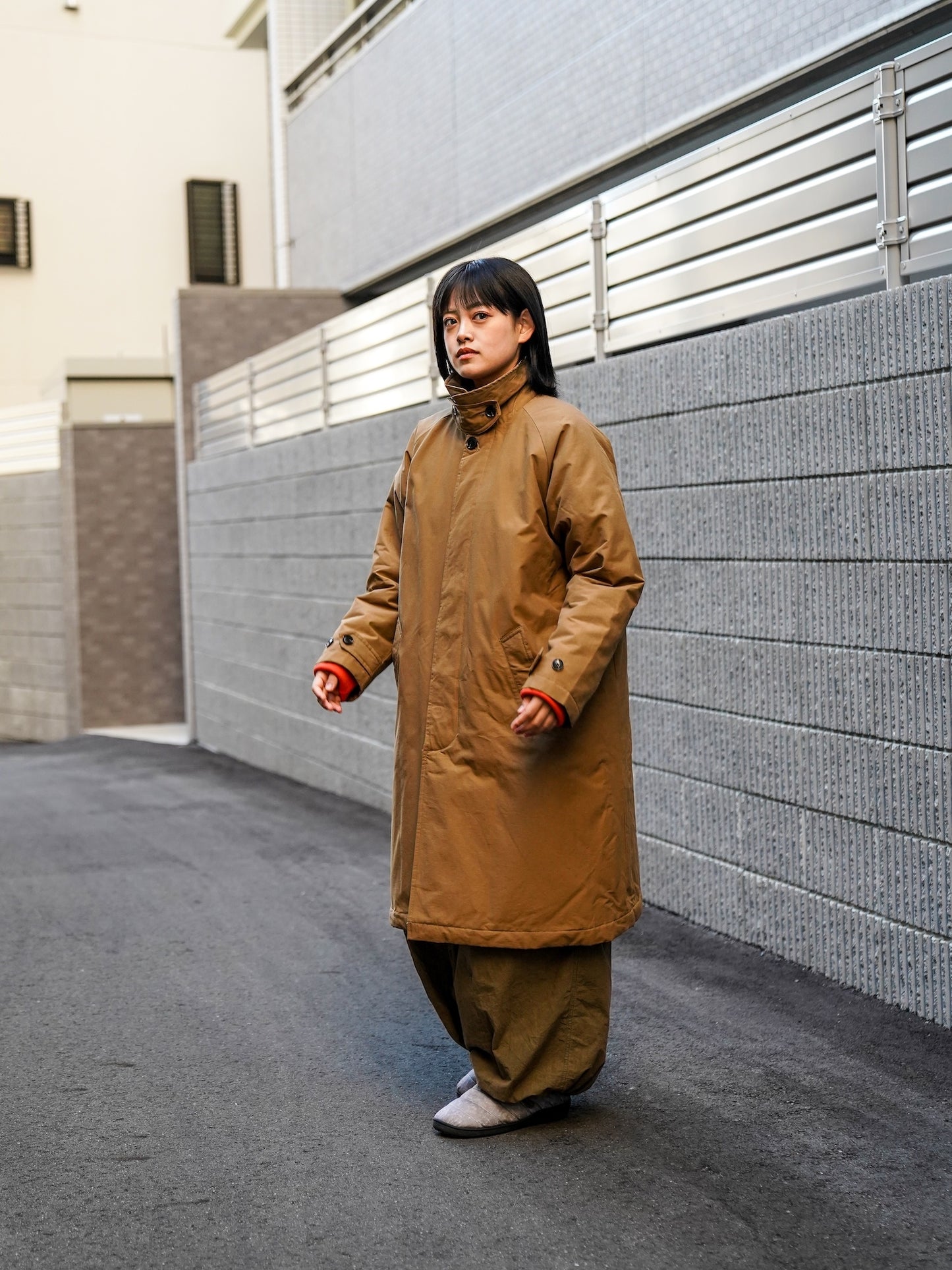 60/40クロス Sorona®Dupont 中綿 ステンカラーコート / Camel brown