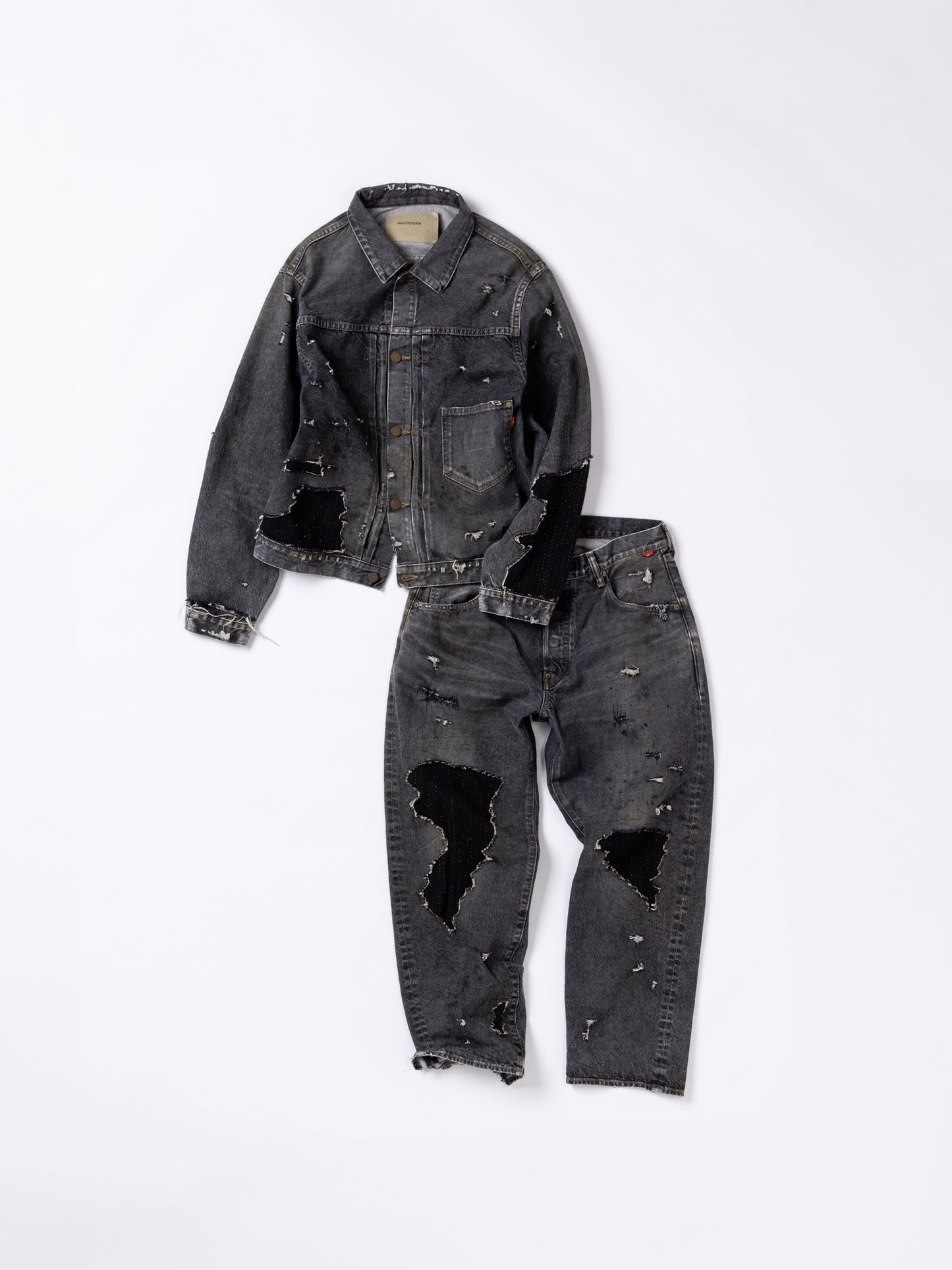 FRONT TUCK REMAKED BLACK DENIM JACKET / Black(remake)