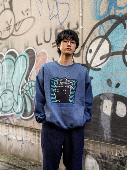 FISH FOR BRAINS SWEAT SHIRT / Pigment navy