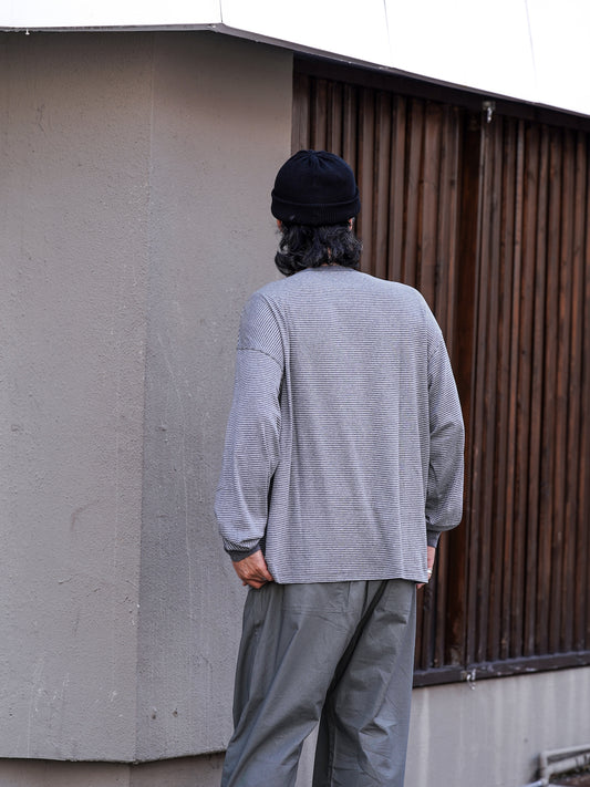 ORGANIC COTTON VERY SOFT BORDER LONG TEE / Heather black