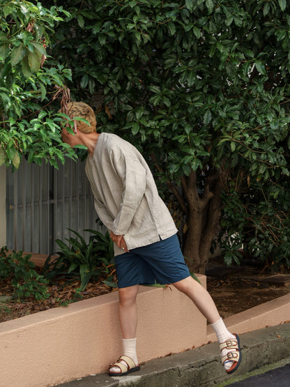 "fulton × CRANK PROJECTS" ハードリネンキャンバスファットシャツ / サンド