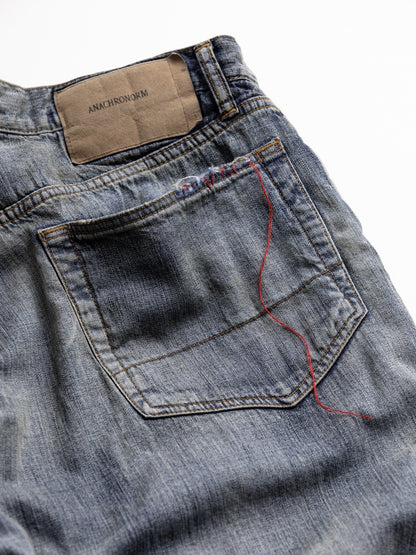 CHECK COMBI DENIM 5P PANTS / Indigo(REMAKE)