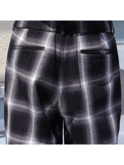 10/2 ヘビーツイル オンブレチェック 2タックワイドパンツ / Ombre check