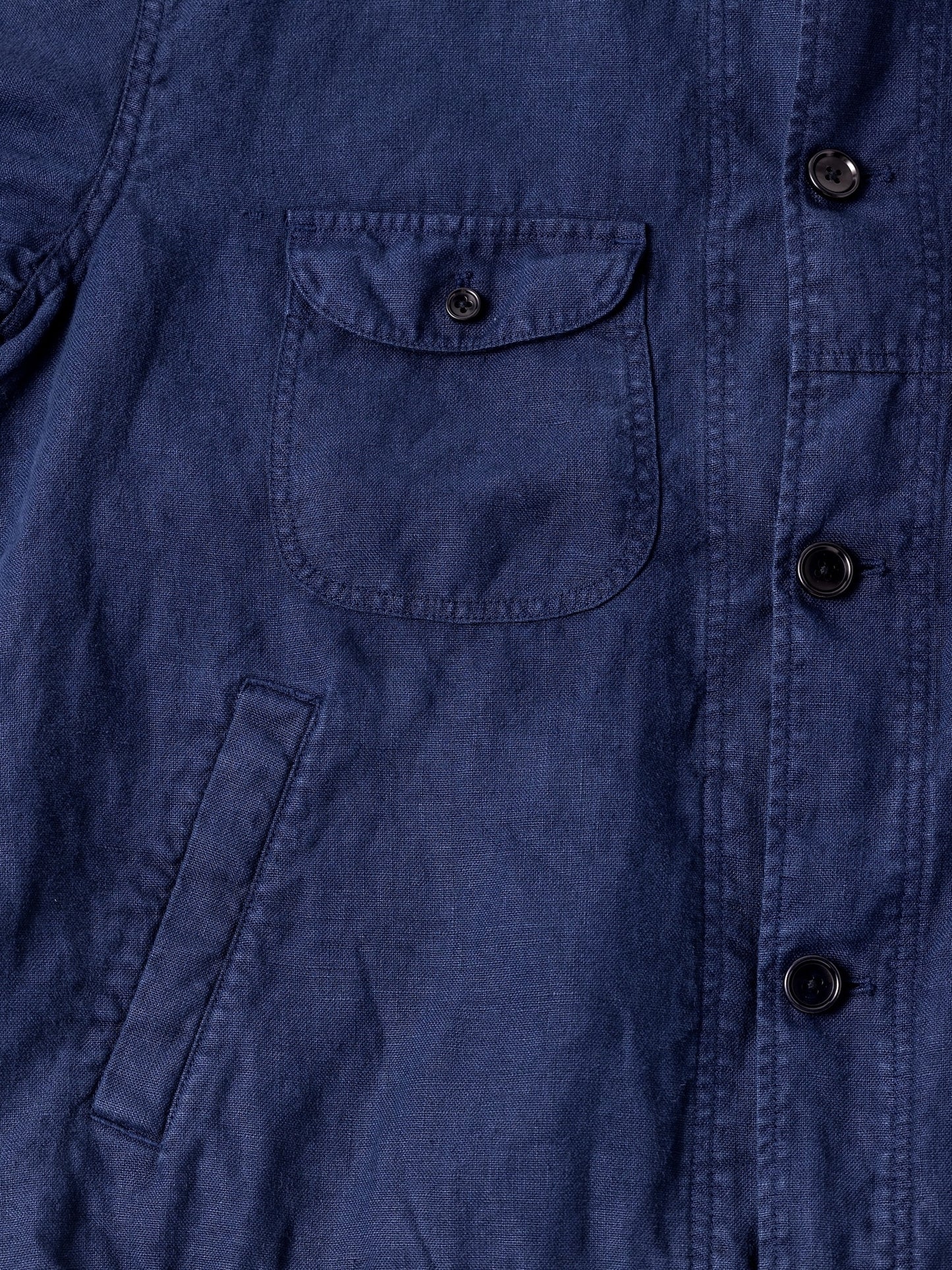 SULFUR DYED LINEN UTILITY JACKET / Navy