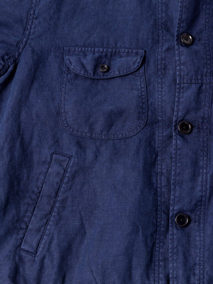 SULFUR DYED LINEN UTILITY JACKET / Navy