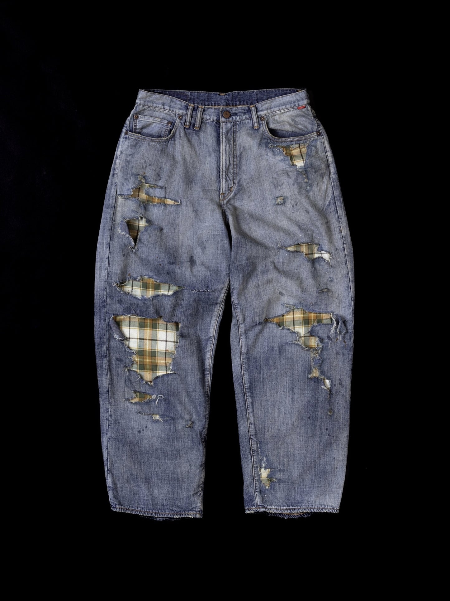 CHECK COMBI DENIM 5P PANTS / Indigo(REMAKE)