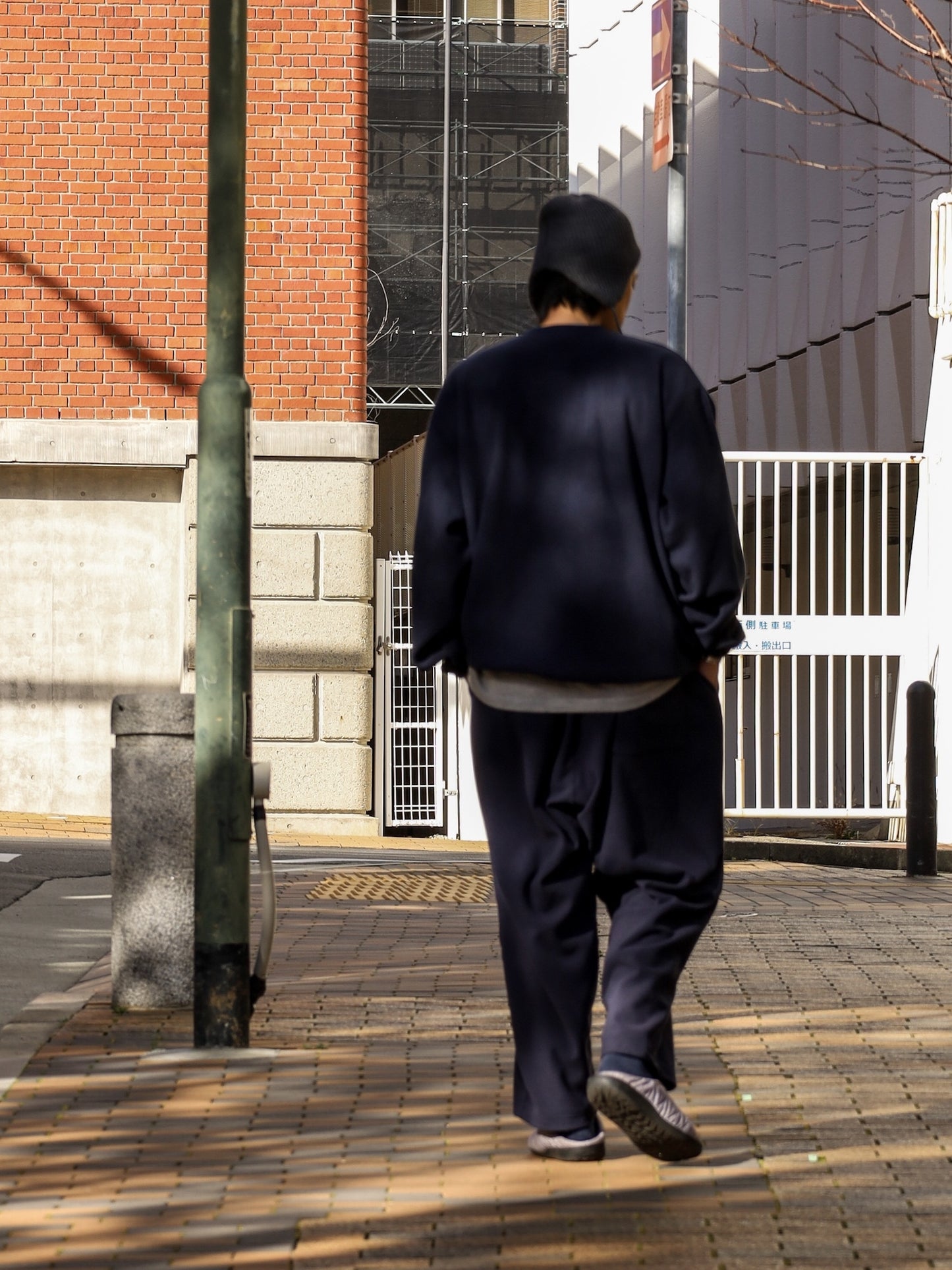 FLEECE WIDE TAPERED EASY PANTS / Navy