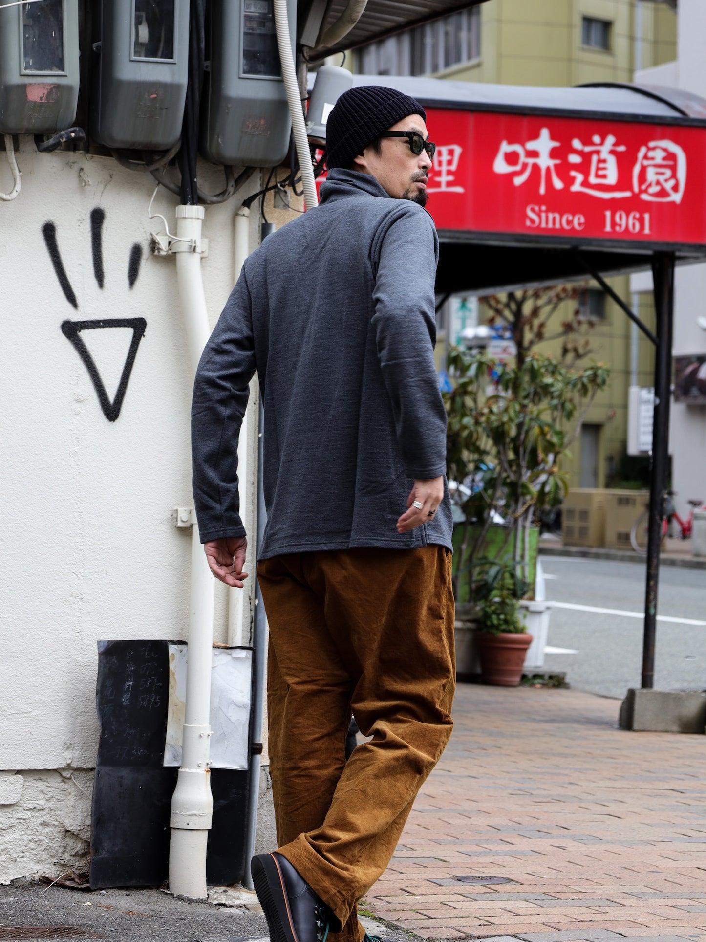 メリノウール裏毛タートルネック / グレー