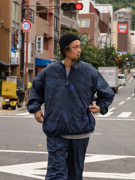 BASEBALL HALF ZIP JACKET / Navy tree camo