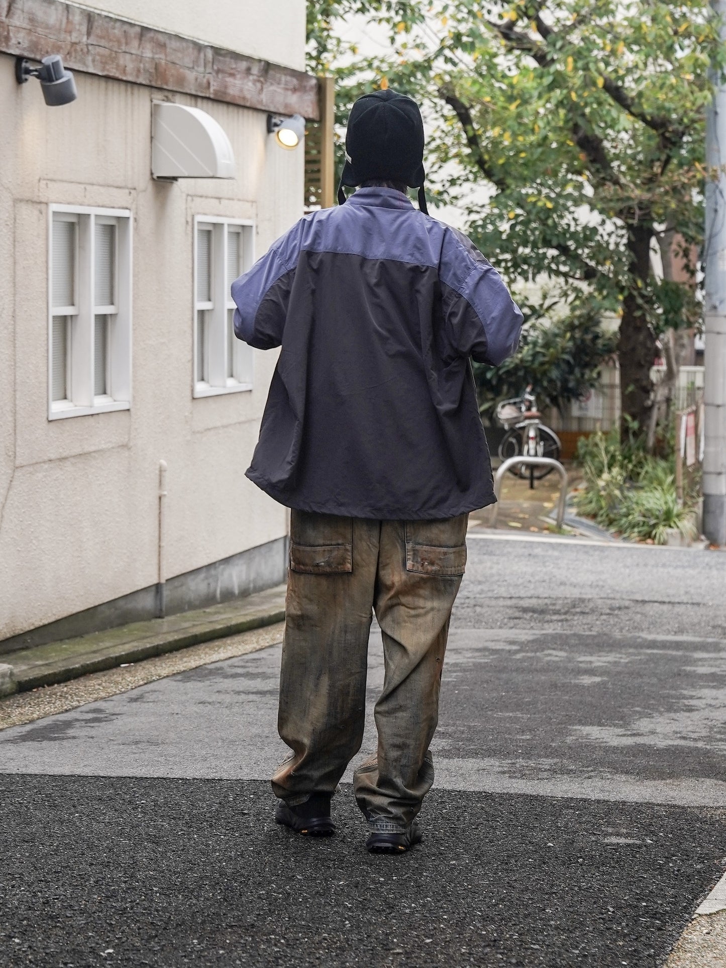 EXCHANGE PATTERN NYLON JACKET / Navy x black