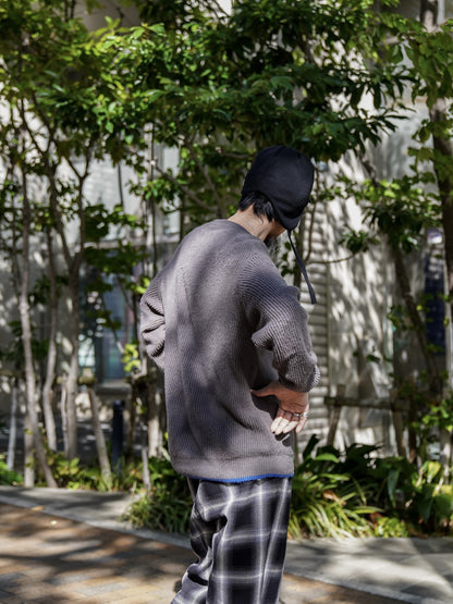 ORGANIC COTTON LINKING MOHAIR KNIT / Gargoyle