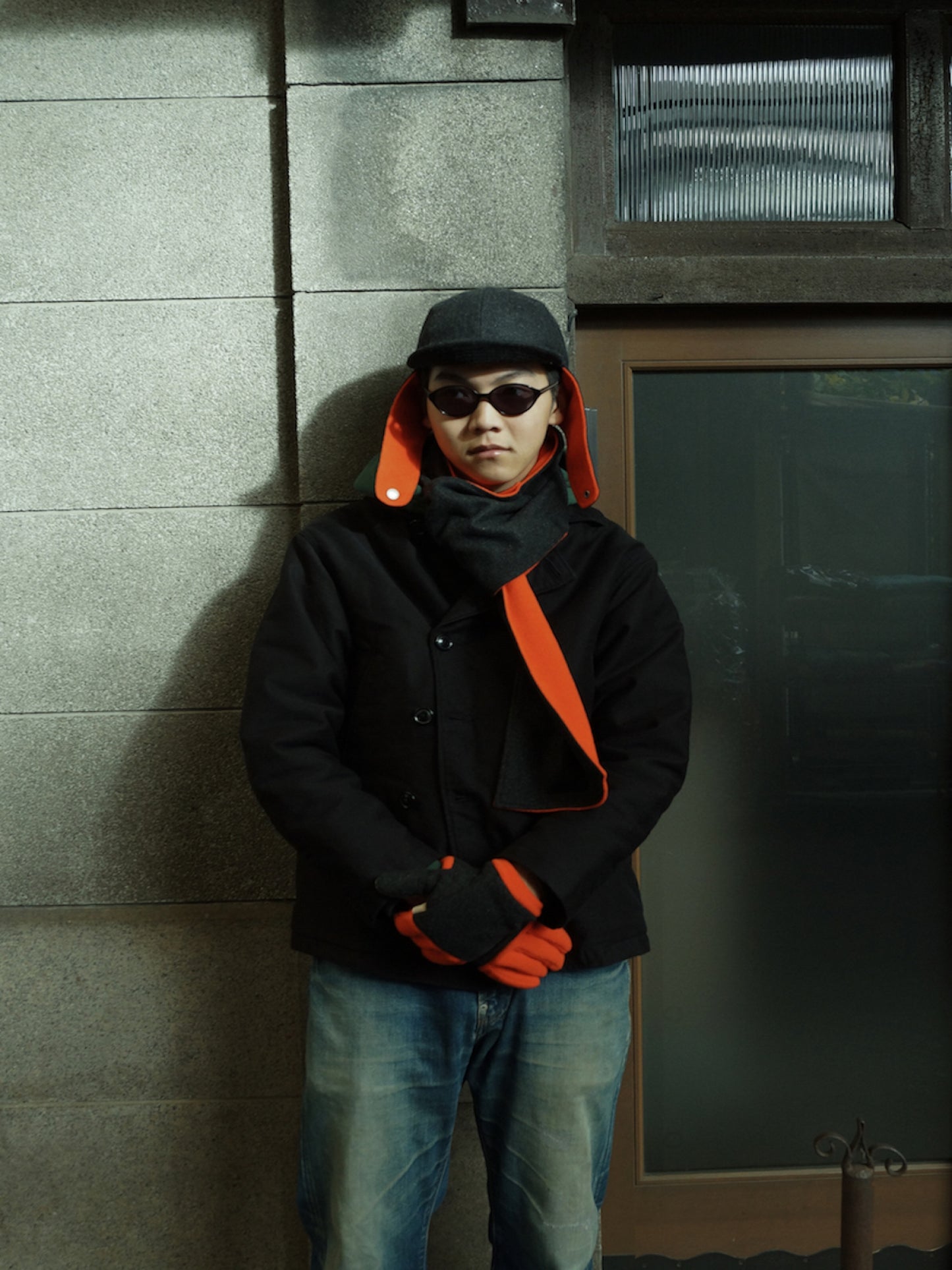 THE BOMBER COMB CAP / Black/orange