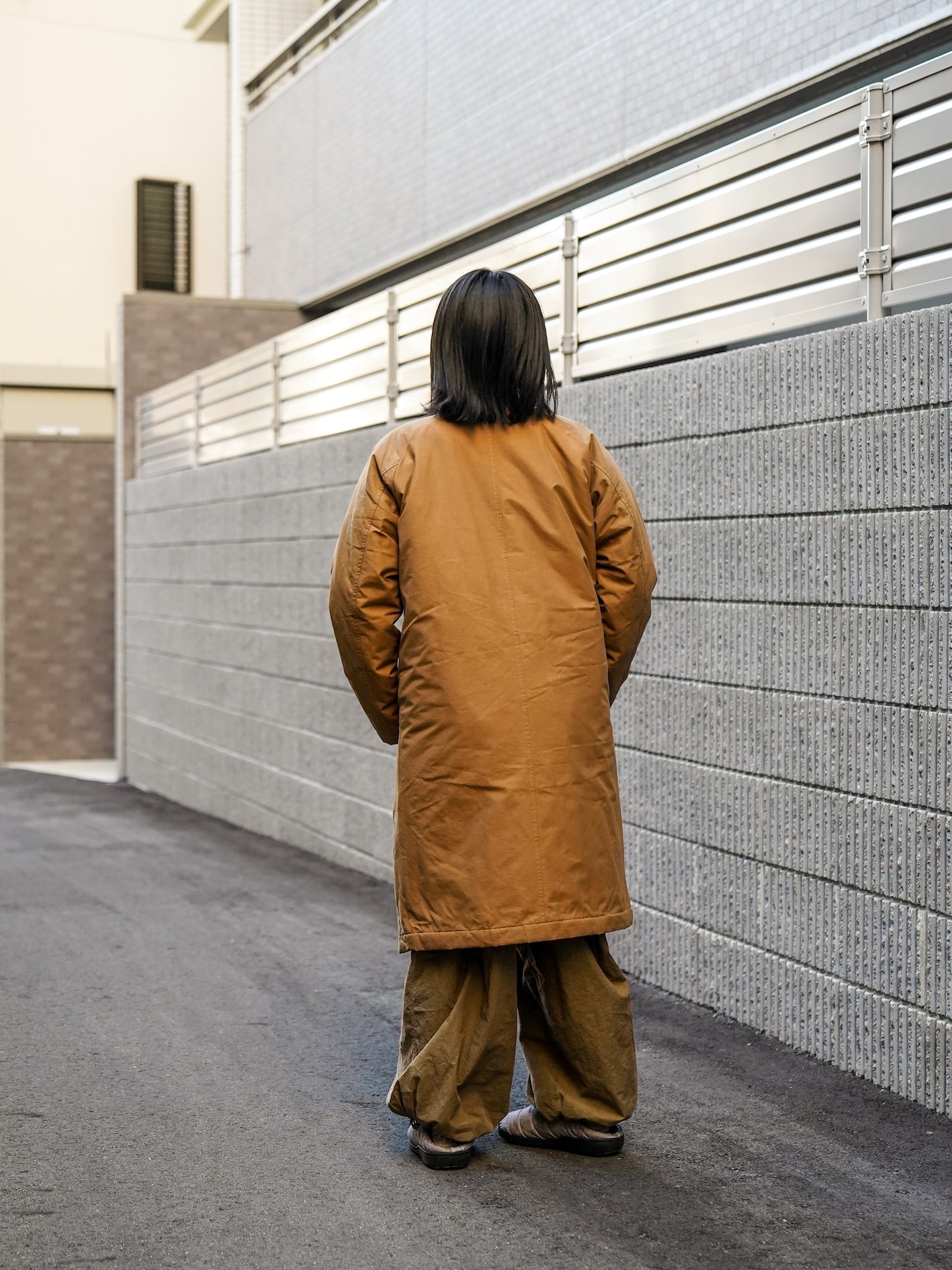 60/40クロス Sorona®Dupont 中綿 ステンカラーコート / Camel brown