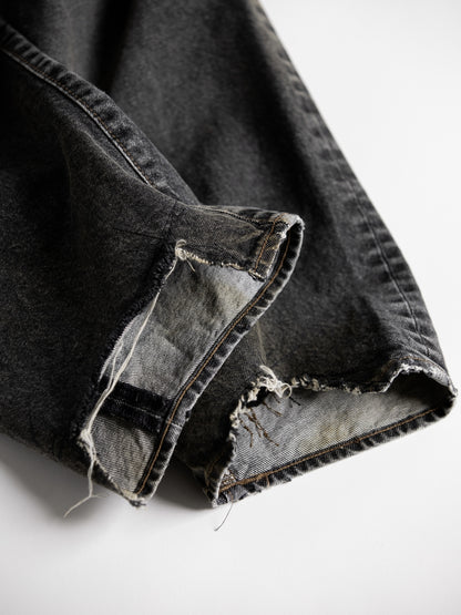 REGULAR TAPERED REMAKED 5P BLACK DENIM PANTS / Black(remake)