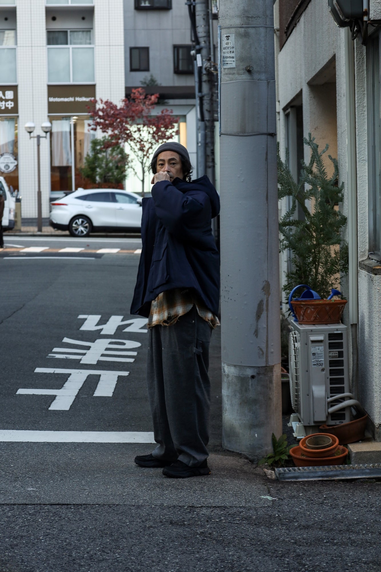 CASHMERE WOOL DOUBLE KNEE PANTS / Grey M