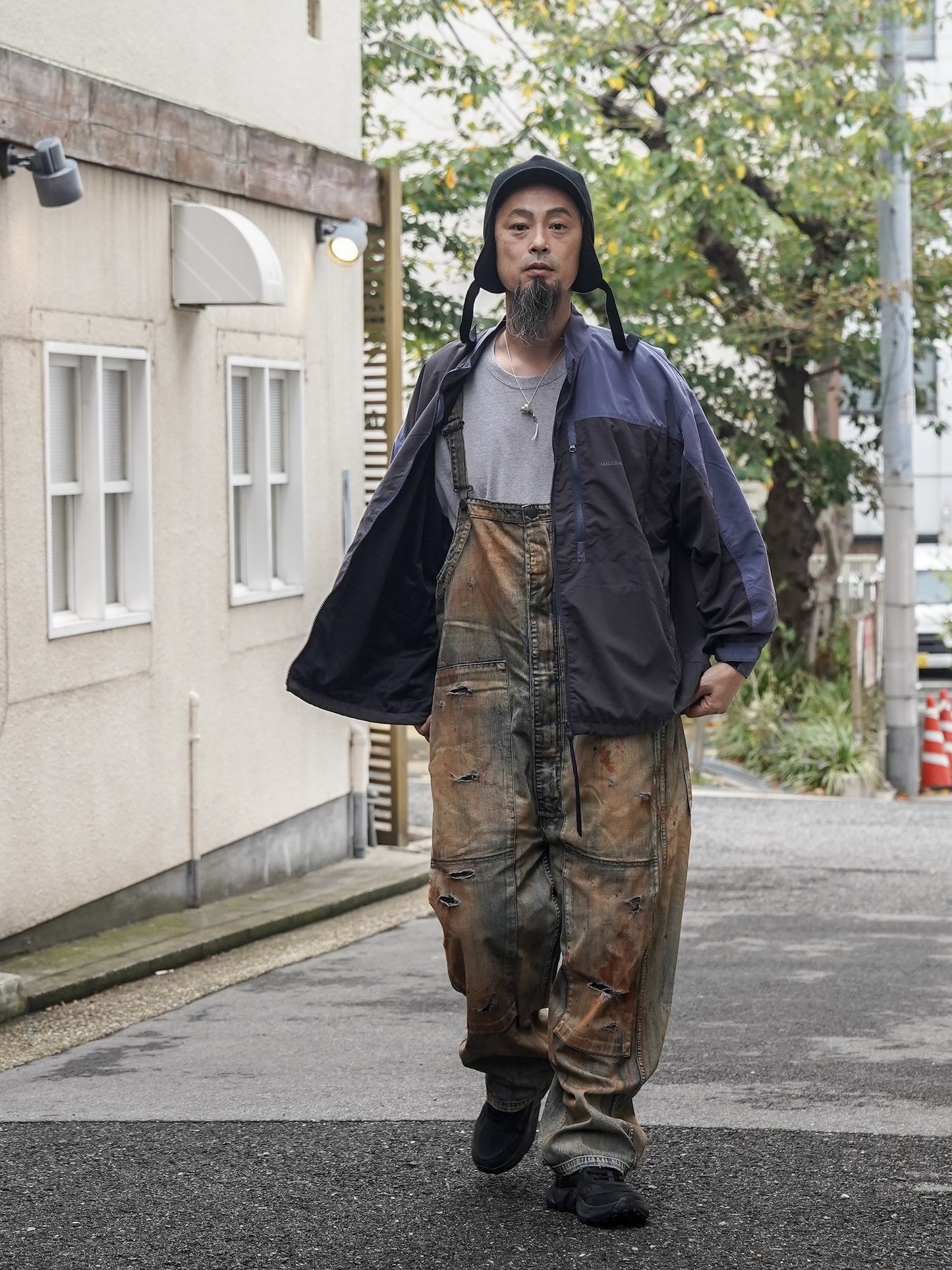 EXCHANGE PATTERN NYLON JACKET / Navy x black