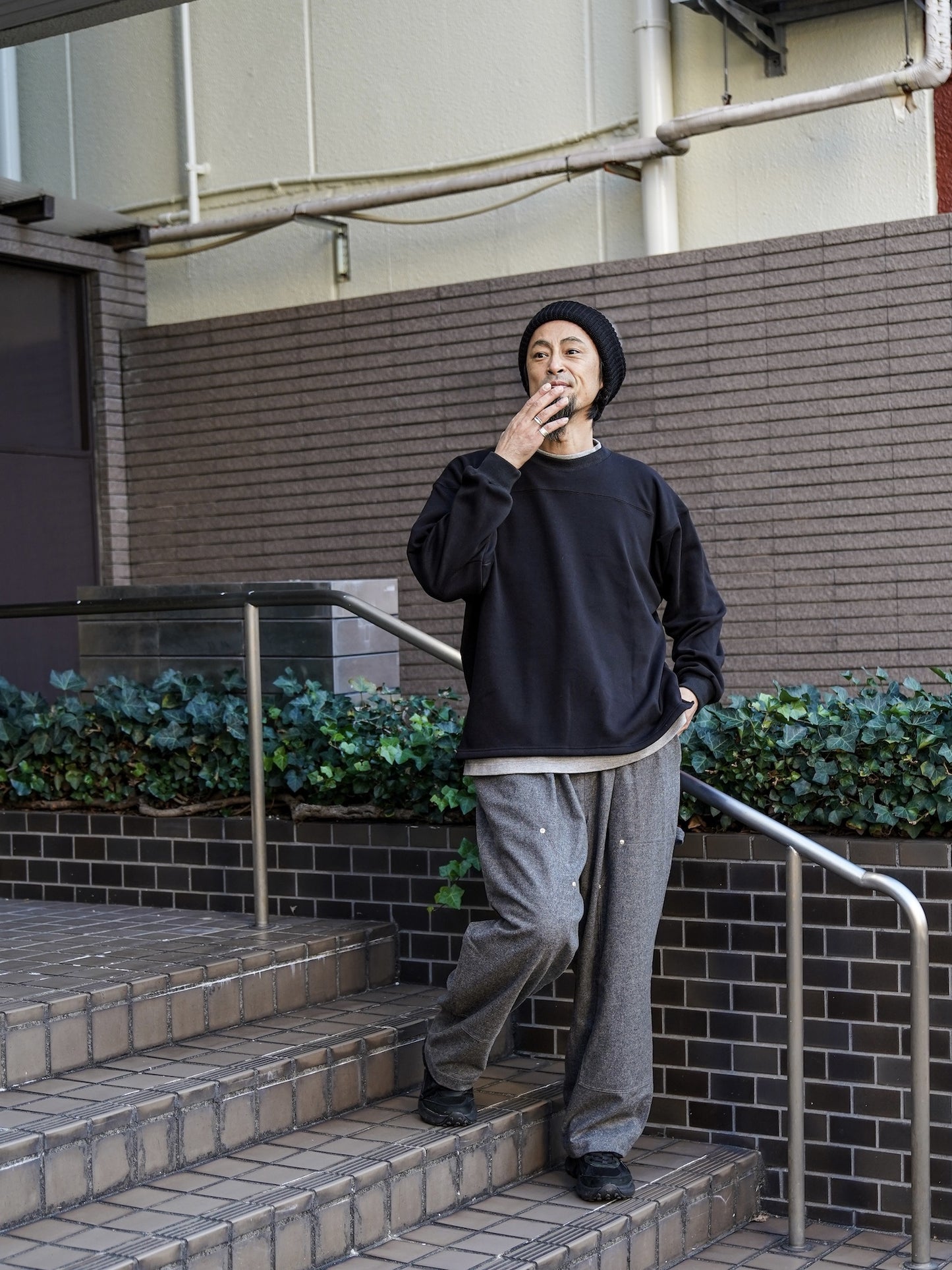 ボンバーヒート裏起毛 サイドスリット フットボール スウェット / 3colors