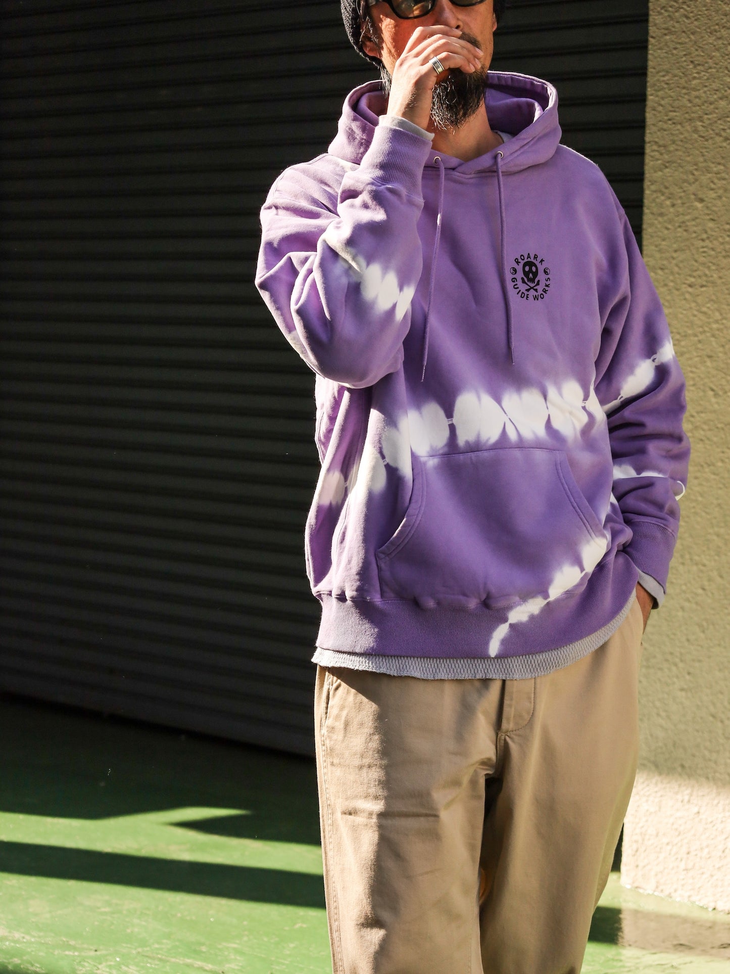 "GUIDE WORKS" TIE DYE P/O HOODED SWEAT / Purple haze shibori