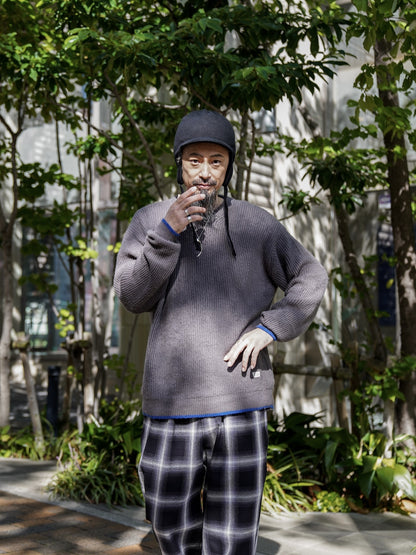 ORGANIC COTTON LINKING MOHAIR KNIT / Gargoyle