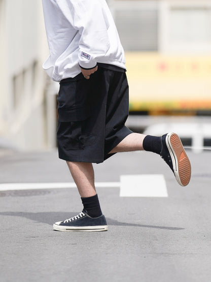 LINEN CARGO 3/4 / Black