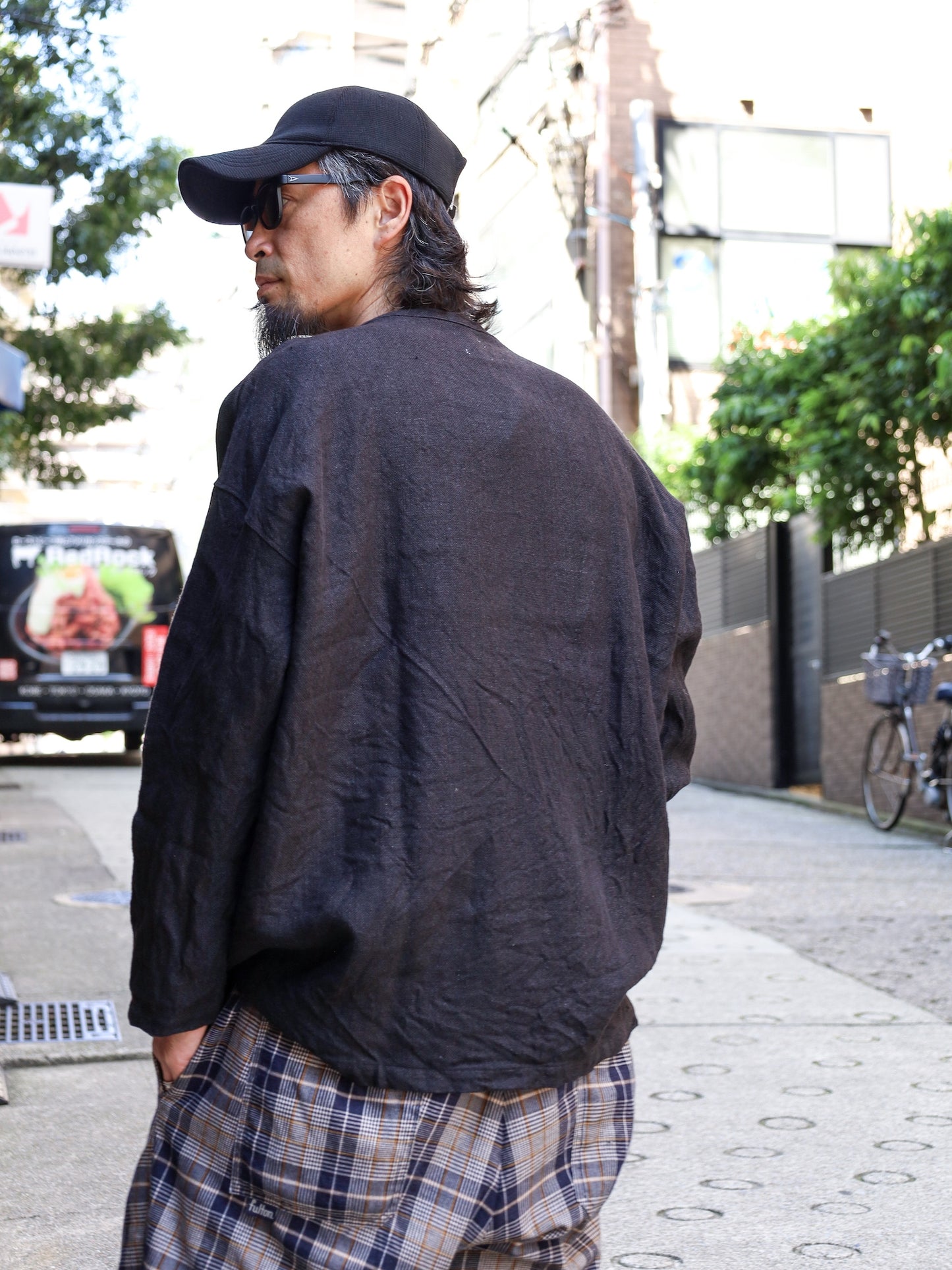 "fulton × CRANK PROJECTS" ハードリネンキャンバスファットシャツ / ブラック