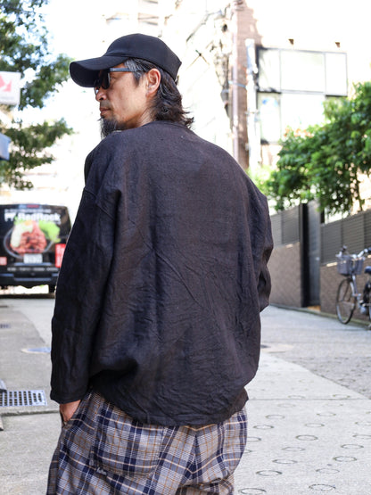 "fulton × CRANK PROJECTS" ハードリネンキャンバスファットシャツ / ブラック